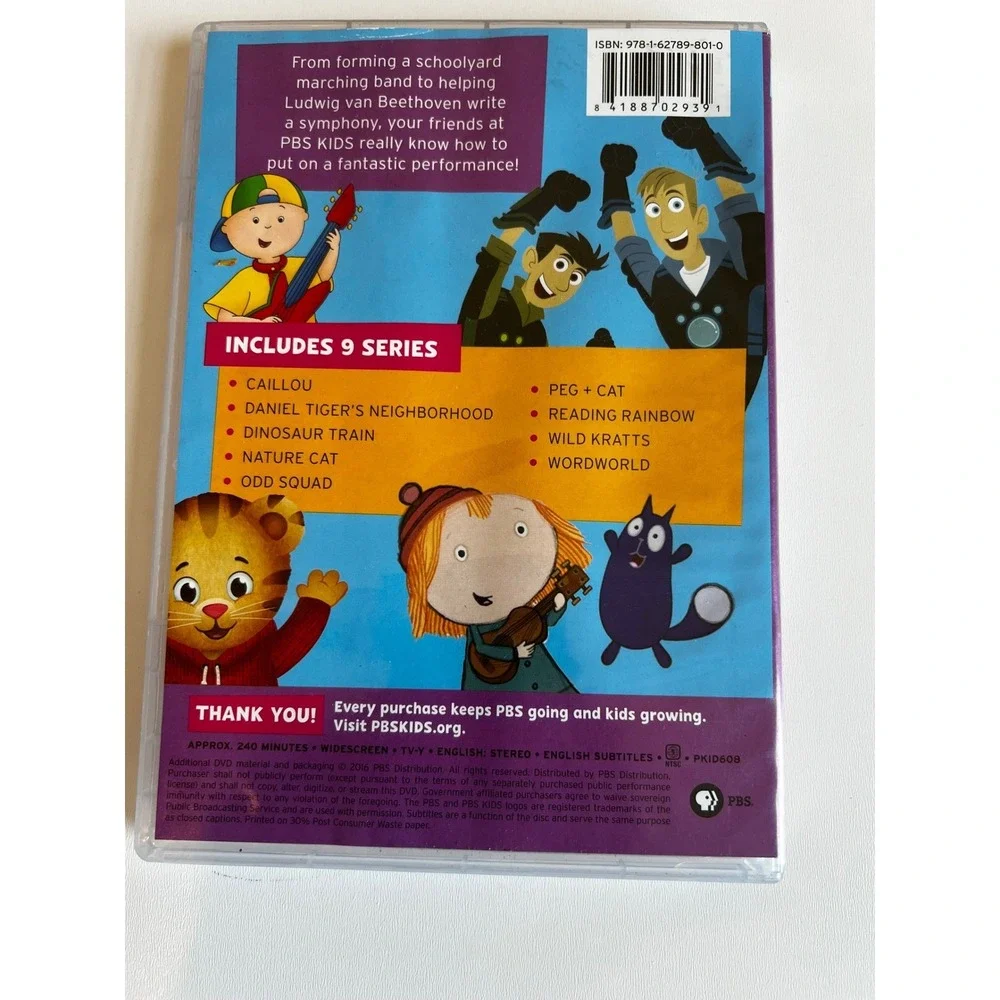 PBS‎ Kids 20 Music Tales DVD 4 Hours of Fun Caillou Daniel Tiger WordWorld